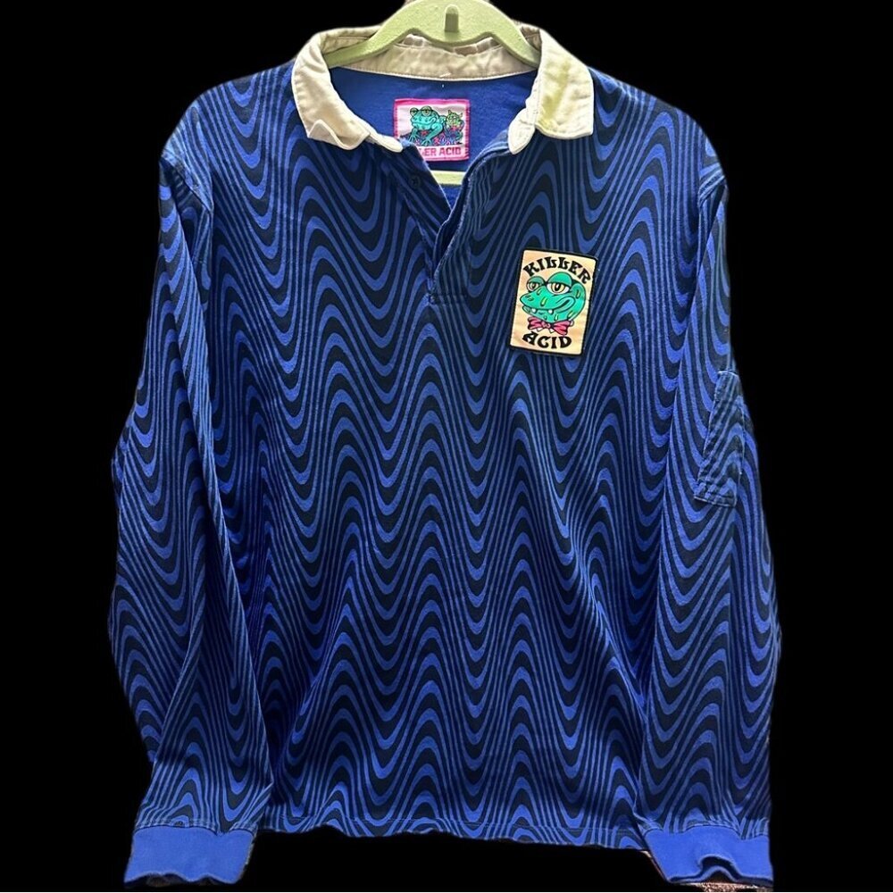 Killer Acid Blue and White Long Sleeve Shirt size S